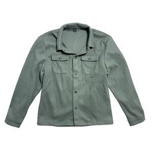 SHEIN Jacket Mens Small Green Snap‎ Front Shirt Shacket Chest Pockets Polyester